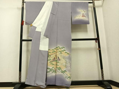 平和屋着物●友禅師・京の名工・伝統工芸士・樽本伊勢蔵 訪問着 人物風景文 暈し染め 金彩 正絹 逸品 AABG1061ph