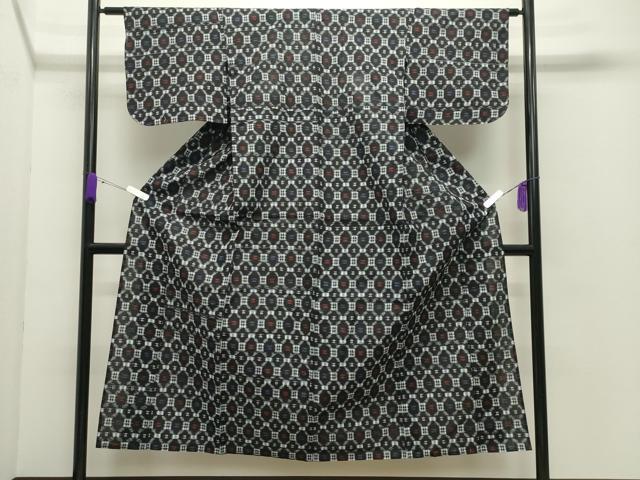 平和屋着物●久留米絣　単衣　吉祥文　綿　逸品　CABC8143gh