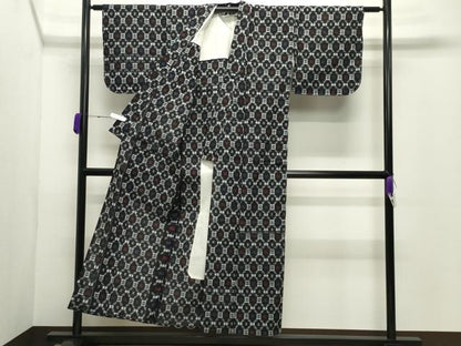 平和屋着物●久留米絣　単衣　吉祥文　綿　逸品　CABC8143gh
