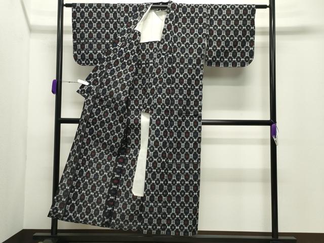 平和屋着物●久留米絣　単衣　吉祥文　綿　逸品　CABC8143gh