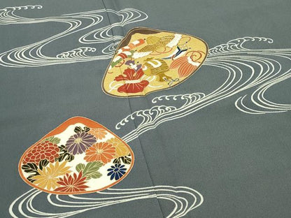 平和屋着物●訪問着 駒刺繍 宝尽くし貝合わせ花文 金彩 正絹 逸品 CABC8176gh