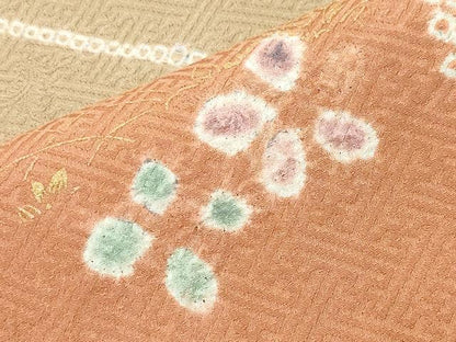 平和屋着物●訪問着 絞り 刺繍 道長花文 金銀彩 正絹 逸品 未使用 CABC8179gh