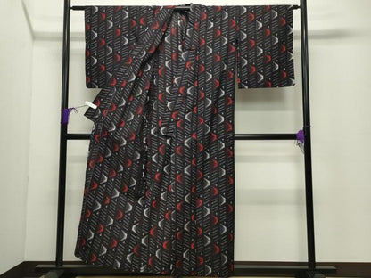 平和屋着物●久留米絣　単衣　吉祥文　綿　逸品　CABC8154gh