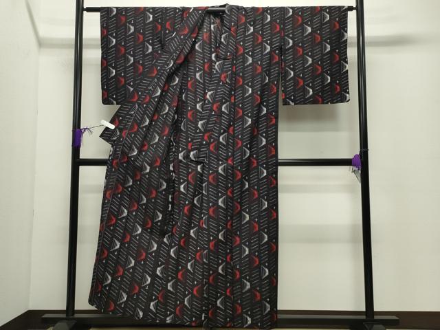 平和屋着物●久留米絣　単衣　吉祥文　綿　逸品　CABC8154gh