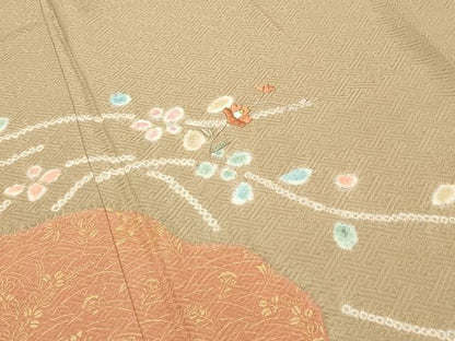 平和屋着物●訪問着 絞り 刺繍 道長花文 金銀彩 正絹 逸品 未使用 CABC8179gh