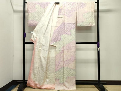 平和屋着物●訪問着　総絞り　牡丹吉祥文　正絹　逸品　CABC8162gh