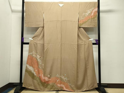 平和屋着物●訪問着 絞り 刺繍 道長花文 金銀彩 正絹 逸品 未使用 CABC8179gh