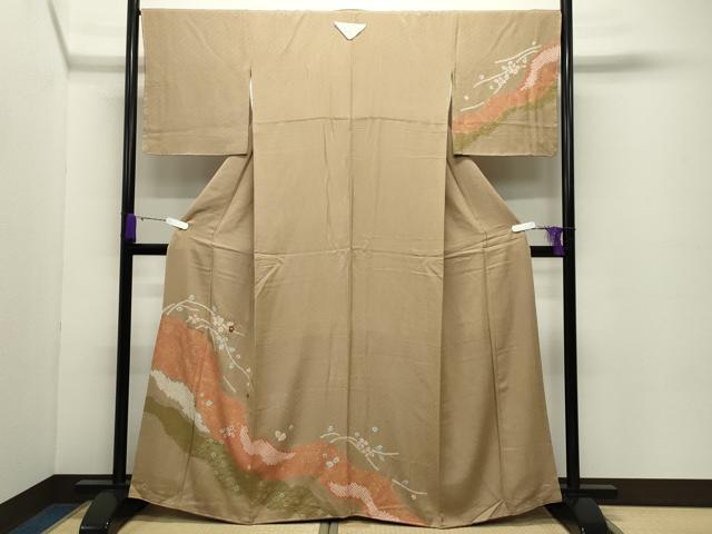 平和屋着物●訪問着 絞り 刺繍 道長花文 金銀彩 正絹 逸品 未使用 CABC8179gh