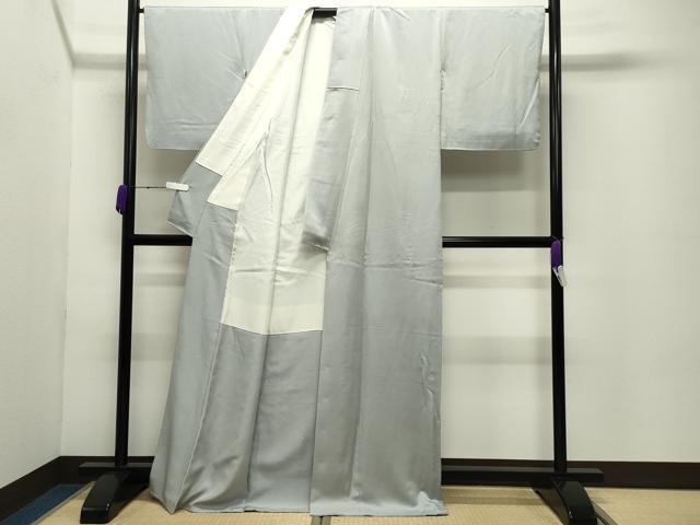 平和屋着物●上質な色無地　薄雲鼠色　正絹　逸品　CABC8188gh