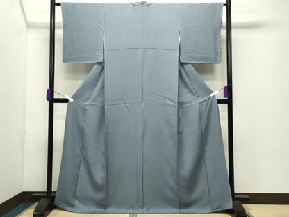 平和屋着物●上質な色無地 草花地紋 藍鼠色 正絹 逸品 未使用 CABC8244gh