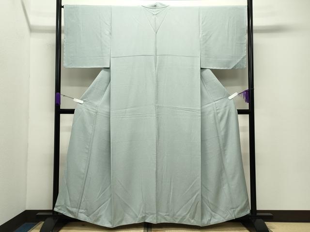 平和屋着物●上質な色無地 舞花地紋 青磁鼠色 正絹 逸品 未使用 CABC8242gh