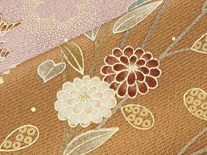 平和屋着物●訪問着　駒刺繍　舞蝶花文　暈し染め　金彩　正絹　逸品　CABC8262gh