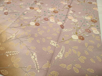 平和屋着物●訪問着　駒刺繍　舞蝶花文　暈し染め　金彩　正絹　逸品　CABC8262gh