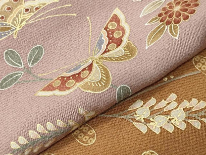 平和屋着物●訪問着　駒刺繍　舞蝶花文　暈し染め　金彩　正絹　逸品　CABC8262gh