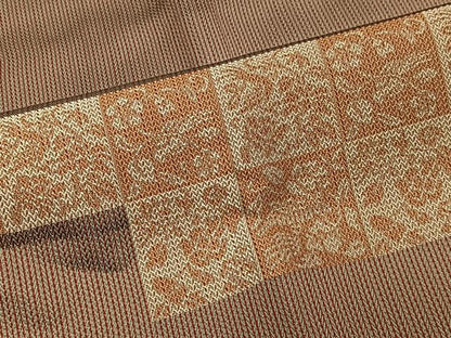平和屋着物∞道行コート　お召地　市松花鳥文　ロング丈　正絹　逸品　CABC3196ua