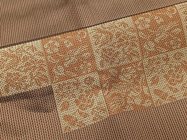 平和屋着物∞道行コート　お召地　市松花鳥文　ロング丈　正絹　逸品　CABC3196ua