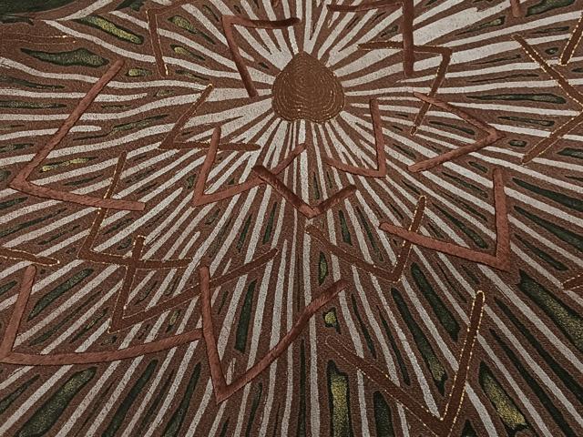 平和屋着物∞道行コート　刺繍　ろうけつ染　舞花文　黒地　金彩　正絹　逸品　CABD4417ua