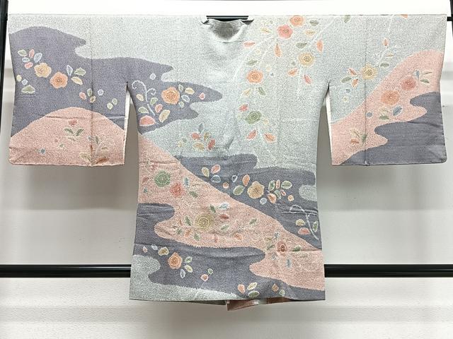 平和屋着物∞道行コート　絞り　花唐草文　金彩　正絹　逸品　未使用　CABD4434ua