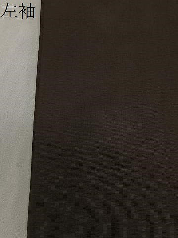 平和屋着物∞男性　長羽織　お召地　赤墨色　羽裏：風景文　正絹　逸品　CABD4401ua
