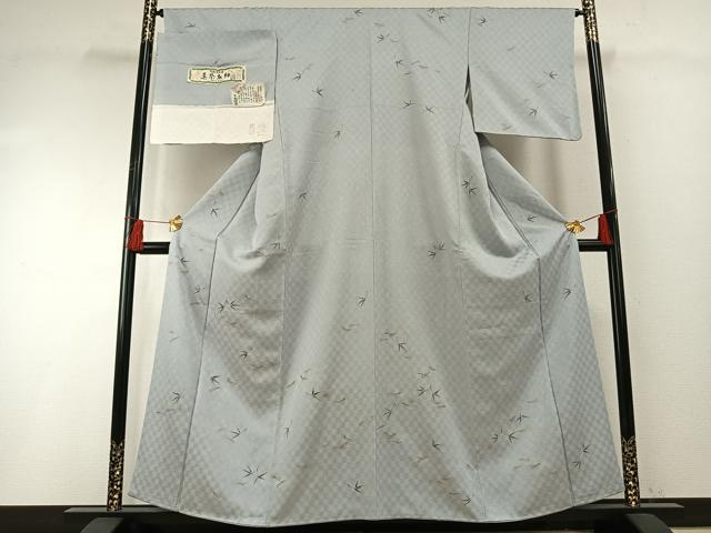 平和屋着物●真奈衣紬 訪問着 手描き 松葉 金彩 さが美扱い 反端付き 正絹 逸品 AABF5980fy