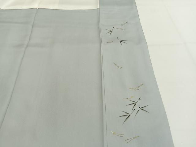 平和屋着物●真奈衣紬 訪問着 手描き 松葉 金彩 さが美扱い 反端付き 正絹 逸品 AABF5980fy