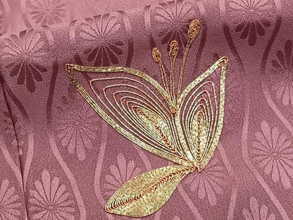 平和屋着物■訪問着　駒刺繍　草花文　金糸　正絹　逸品　CABD2841xi