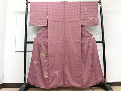 平和屋着物■訪問着　駒刺繍　草花文　金糸　正絹　逸品　CABD2841xi
