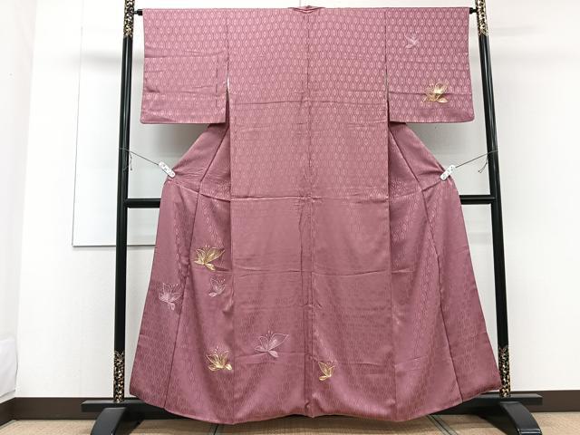 平和屋着物■訪問着　駒刺繍　草花文　金糸　正絹　逸品　CABD2841xi