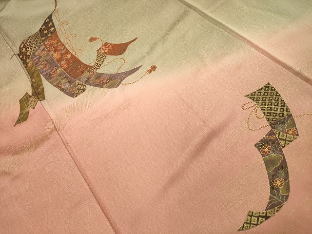 平和屋着物■訪問着　几帳花文　暈し染め　金彩　正絹　逸品　AABE6672sx