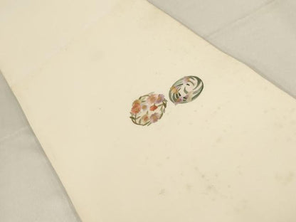 平和屋着物▼総刺繍　袋帯　草花丸文　金糸　正絹　逸品　AABF7520wj