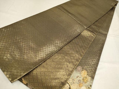 平和屋着物▼佐賀錦　太鼓柄袋帯　駒刺繍　花車文　金糸　正絹　逸品　AABF7508wj