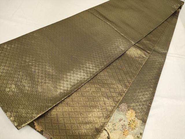 平和屋着物▼佐賀錦　太鼓柄袋帯　駒刺繍　花車文　金糸　正絹　逸品　AABF7508wj