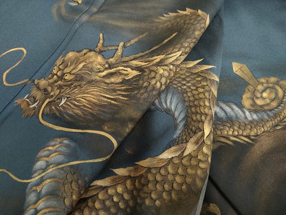 平和屋着物●訪問着 手描き 龍 暈し染め 金彩正絹 逸品 AABG0393cs
