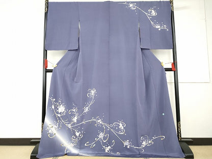 平和屋着物●本加賀友禅作家　松島由美　訪問着　花唐草文　暈し染め　やまと金ラベル　ロング丈　正絹　逸品　AABG0399cs