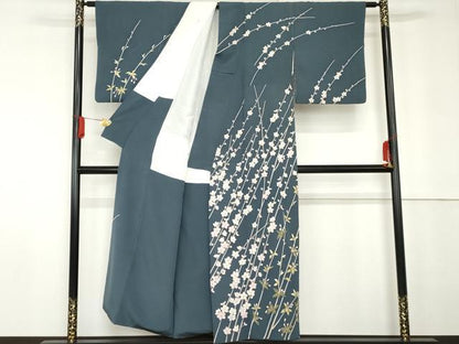平和屋着物●本加賀友禅作家 小田美知代 訪問着 枝梅 正絹 逸品 AABG2685cs