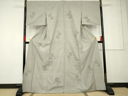 平和屋着物●結城紬　100亀甲　飛び亀甲　色紙重ね文　正絹　逸品　AABG2692cs