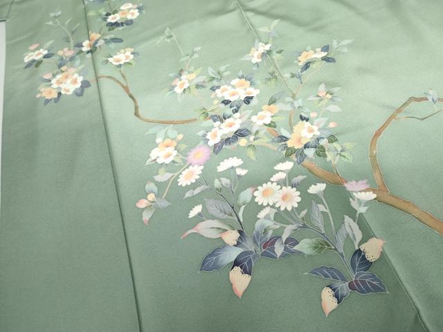 平和屋着物●訪問着　友禅　枝花文　暈し染め　正絹　逸品　AABG2707cs