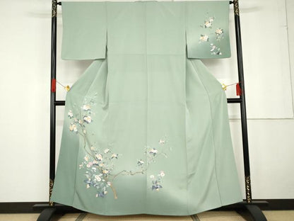 平和屋着物●訪問着　友禅　枝花文　暈し染め　正絹　逸品　AABG2707cs
