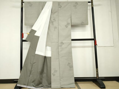 平和屋着物●結城紬　100亀甲　飛び亀甲　色紙重ね文　正絹　逸品　AABG2692cs