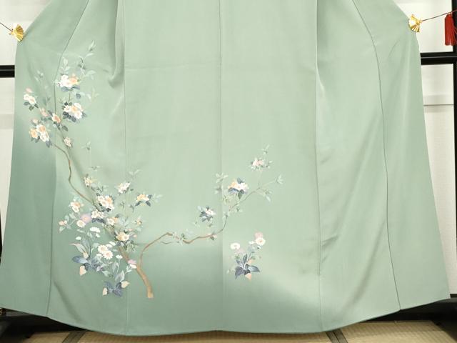 平和屋着物●訪問着　友禅　枝花文　暈し染め　正絹　逸品　AABG2707cs