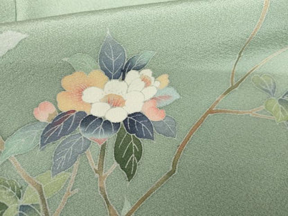 平和屋着物●訪問着　友禅　枝花文　暈し染め　正絹　逸品　AABG2707cs