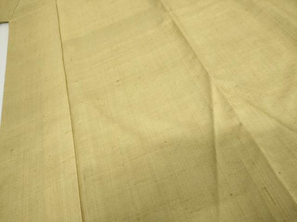 平和屋着物●染織の名門　しょうざん  生紬　色無地　枯草色　ロング丈　正絹　逸品　AABG2700cs