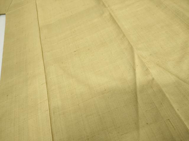 平和屋着物●染織の名門　しょうざん  生紬　色無地　枯草色　ロング丈　正絹　逸品　AABG2700cs
