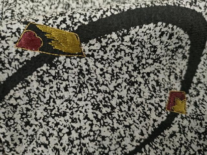 平和屋着物●訪問着　刺繍　黒地　金彩　蒔糊流水色紙文　正絹　逸品　AABG2704cs