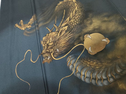 平和屋着物●訪問着 手描き 龍 暈し染め 金彩正絹 逸品 AABG0393cs