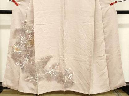平和屋着物■訪問着　刺繍　草花文　暈し染め　銀糸　正絹　逸品　DABC4704cd
