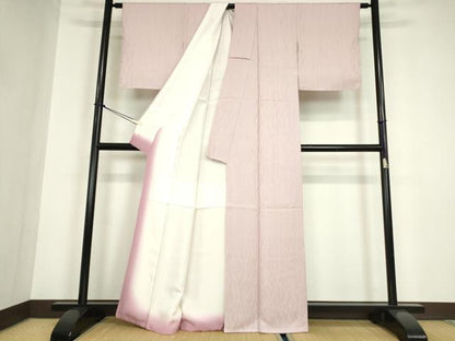 平和屋着物●上質な色無地　変わり縞地紋　虹色　正絹　逸品　DABC3020az