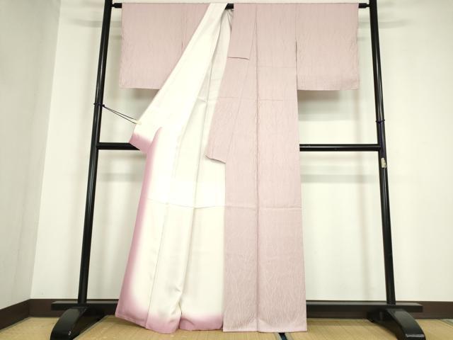 平和屋着物●上質な色無地　変わり縞地紋　虹色　正絹　逸品　DABC3020az