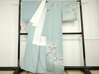 平和屋着物●訪問着 友禅 枝花文 暈し染め 正絹 逸品 AABG2741cs
