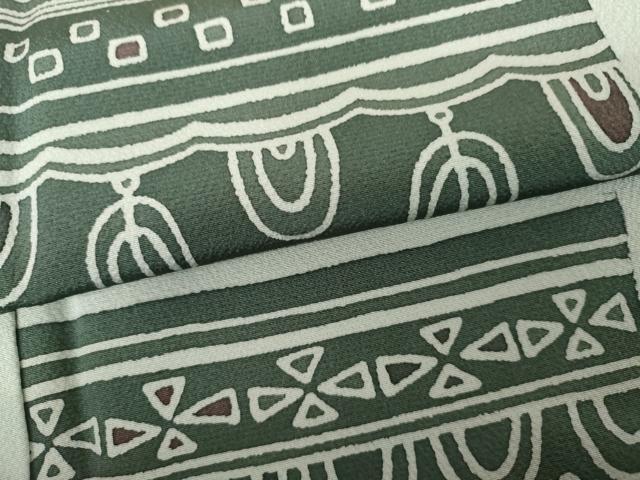 平和屋着物●上質な小紋 幾何学柄 丹後ちりめん 反端付き 正絹 逸品 AABG2738cs